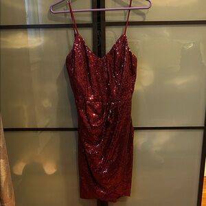 Lulu's Sparkling Red Sequin Mini Dress